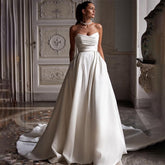 Four Seasons New Style White Satin Tube Top Simple Dress - kinko